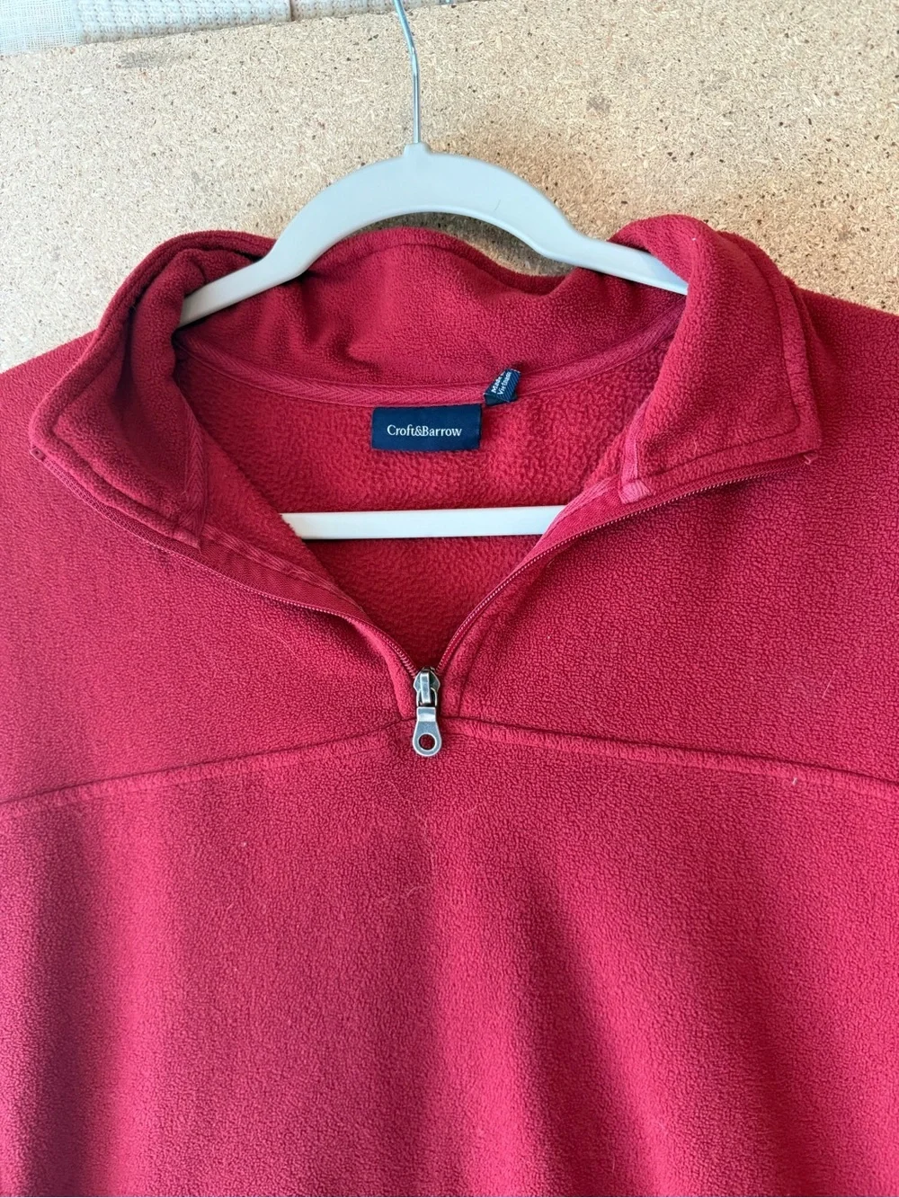 Red Fleece Croft and Barrow Sweater Size Large